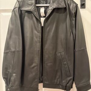 Jos. A. Bank Black Lambskin Leather Bomber Jacket - NEW with Tags